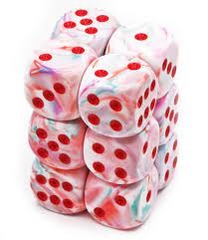 Festive Pop Art/Red 16mm D6 (12 Dice)